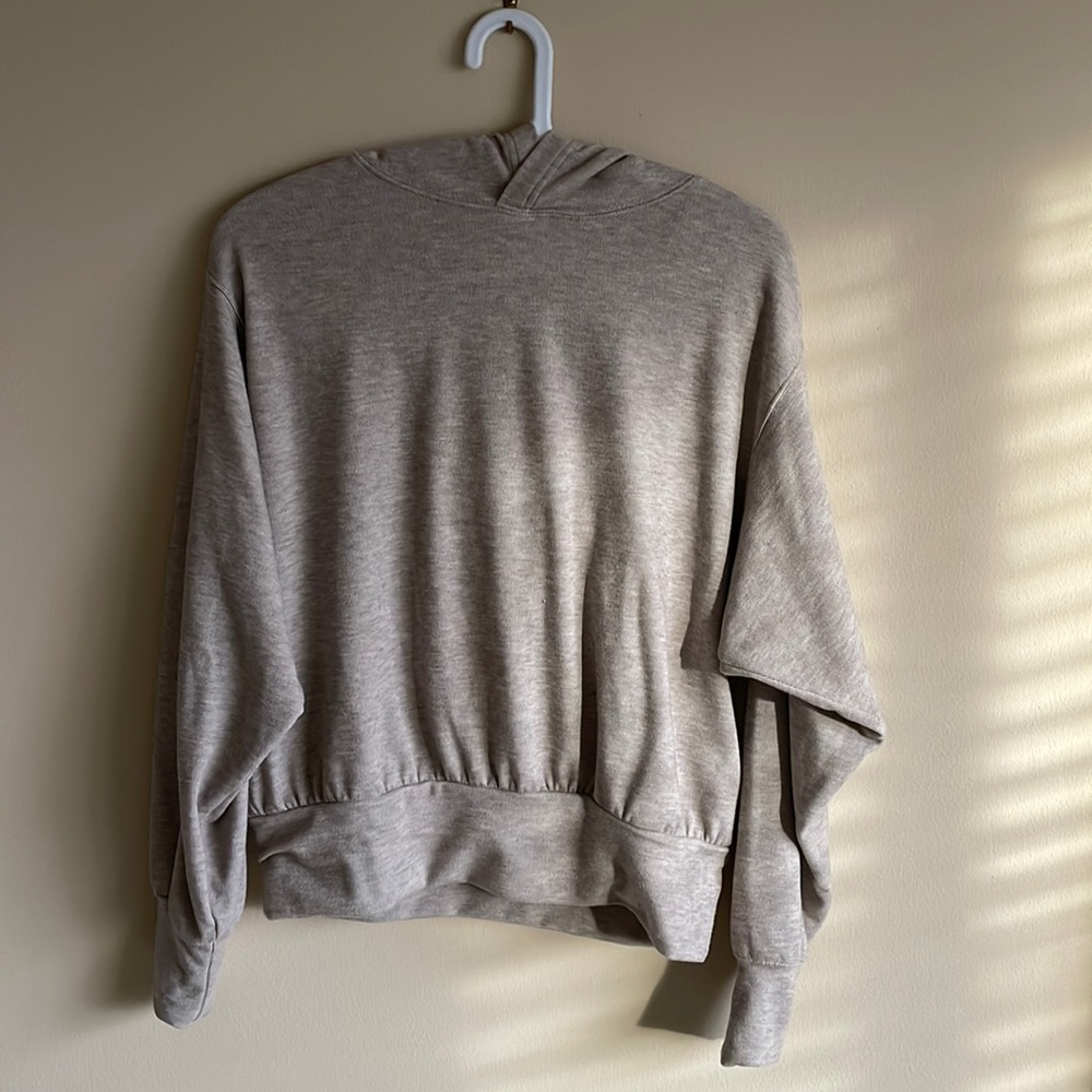 Tan hoodie from Evereve.